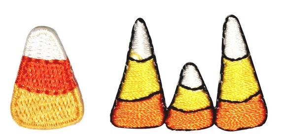 ID 0855AB Set of 2 Candy Corn Patches Halloween Embroidered Iron On Applique