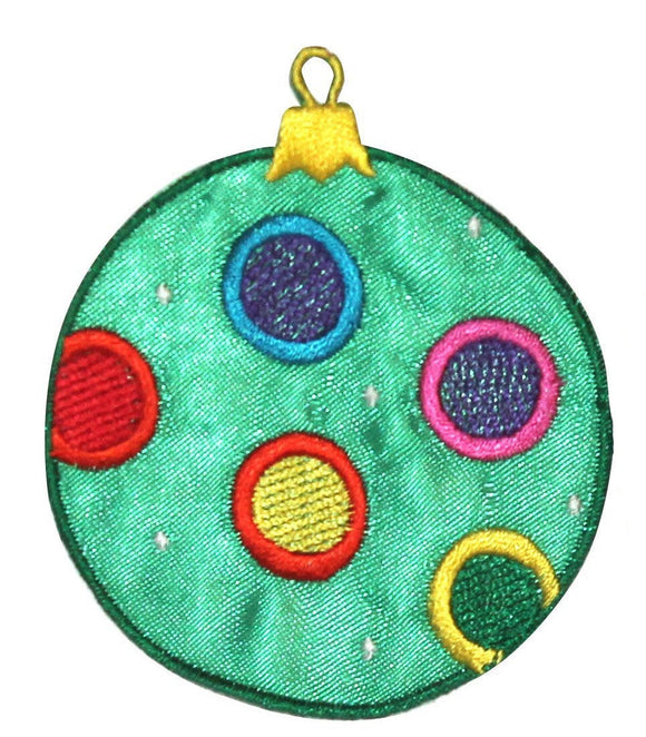 ID 8196D Spotted Christmas Tree Ornament Patch Ball Embroidered Iron On Applique