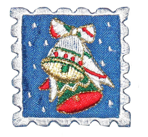 ID 8202A Christmas Bells Stamp Patch Holiday Collect Embroidered IronOn Applique