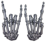 White Devil Horns Sign Patch Rock Metal Bone Hands Kreepsville Iron-On Applique