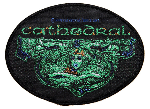 Cathedral Soul Sacrifice Oval Patch Band Name Doom Metal Woven Sew On Applique