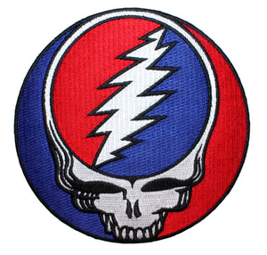 Grateful Dead 5" Steal Your Face Skull & Lightning Logo Iron On Applique Patch