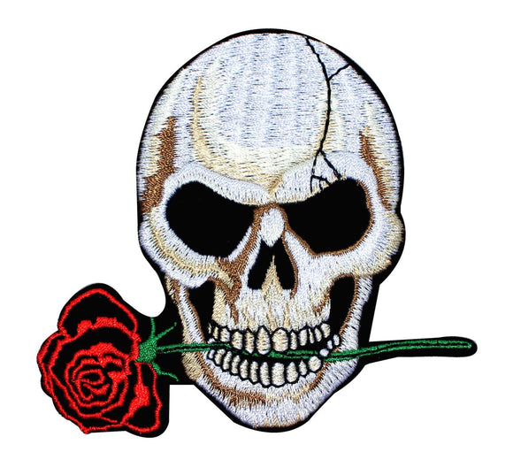 Tango Skull Rose of Death Patch Biker Flower Face Embroidered Iron On Applique