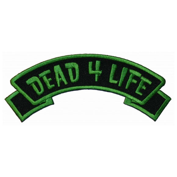 Dead 4 Life Name Tag Patch Zombie Skull Kreepsville Embroidered Iron On Applique