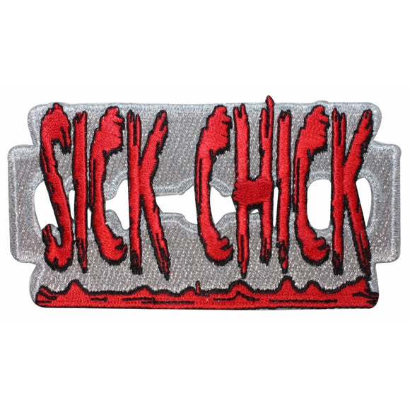 Sick Chick Bloody Razor Blade Kreepsville Embroidered Iron On Applique Patch