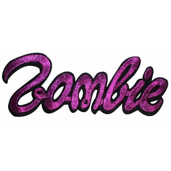 Zombie Pink Cursive Script Patch Dead Kreepsville Embroidered Iron On Applique