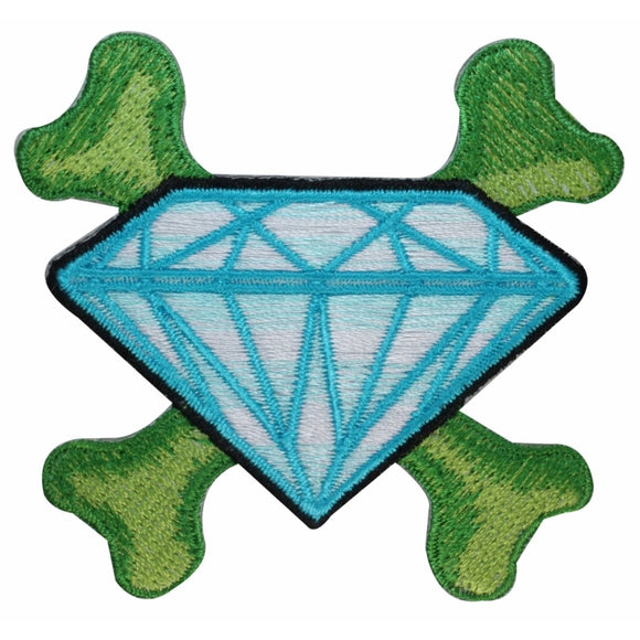 Diamond Green Crossbones Patch Jewelry Kreepsville Embroidered Iron On Applique