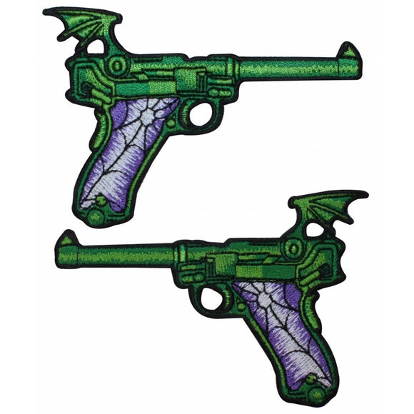 Hand Gun Web Pistol Bat Wing Patch Shoot Kreepsville Embroidered IronOn Applique
