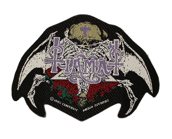 Tiamat Logo Patch Skull and Roses Gothic Metal Band Music Woven Sew On Applique