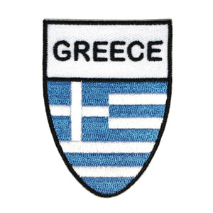 Greece National Flag Shield Patch Badge Country Embroidered Iron On Applique