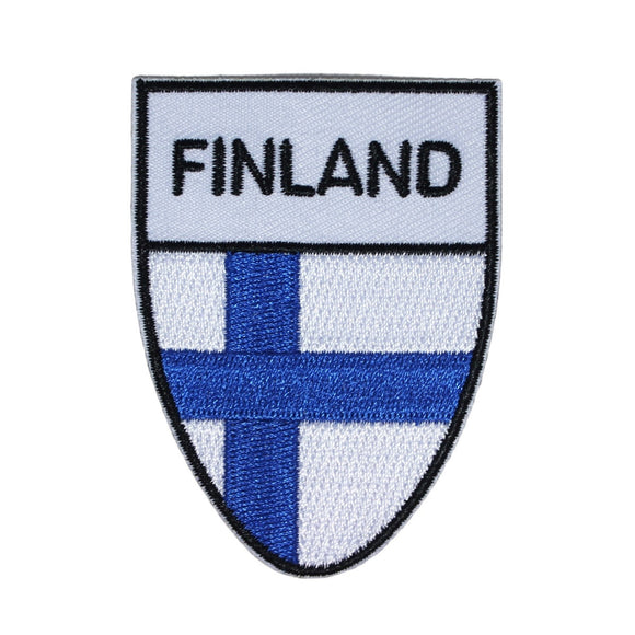 Finland National Flag Shield Patch Badge Country Embroidered Iron On Applique