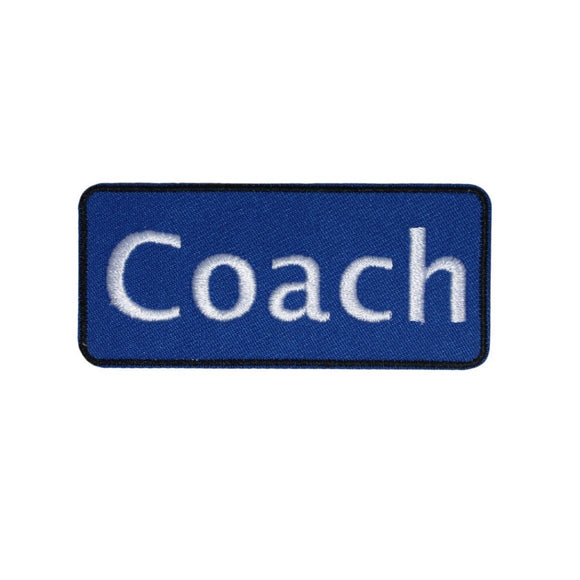 Blue Team Coach Name Tag Patch Sports Club Leader Embroidered Iron On Applique