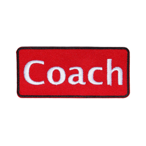 Red Team Coach Name Tag Patch Sports Head Lead Club Embroidered Iron On Applique