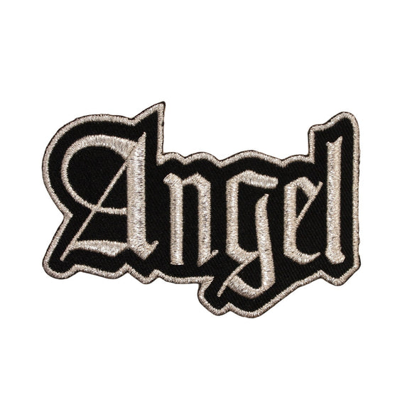Silver Angel Name Tag Patch Heavenly Girl Women Embroidered Iron On Applique