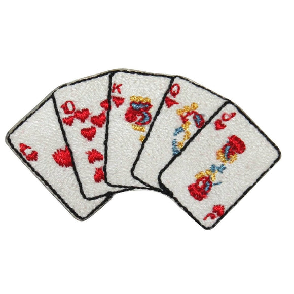 ID 0055A Royal Flush Patch Poker Hand Heart Gambling Embroidered IronOn Applique