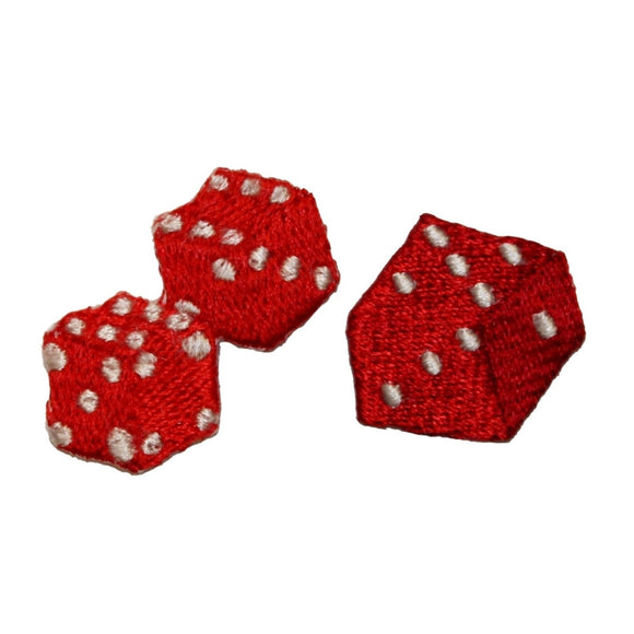 ID 0057AB Set of 2 Red Dice Patches Casino Vegas Embroidered Iron On Applique