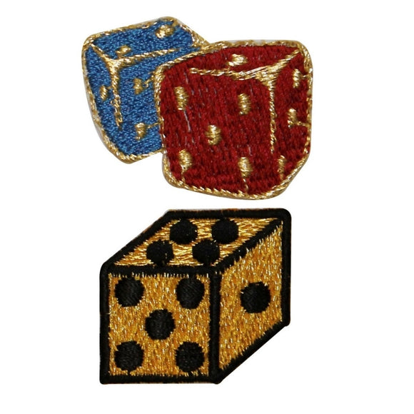 ID 0057YZ Set of 2 Dice Patch Roll Casino Gambling Embroidered Iron On Applique