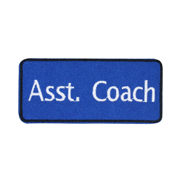 Blue Team Assistant Coach Name Tag Patch Sport Club Instructor Iron On Applique