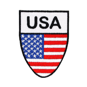 USA Flag Badge Patch United States of America Shield Iron-On Applique