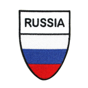 Russia National Flag Shield Patch Badge Country Embroidered Iron On Applique
