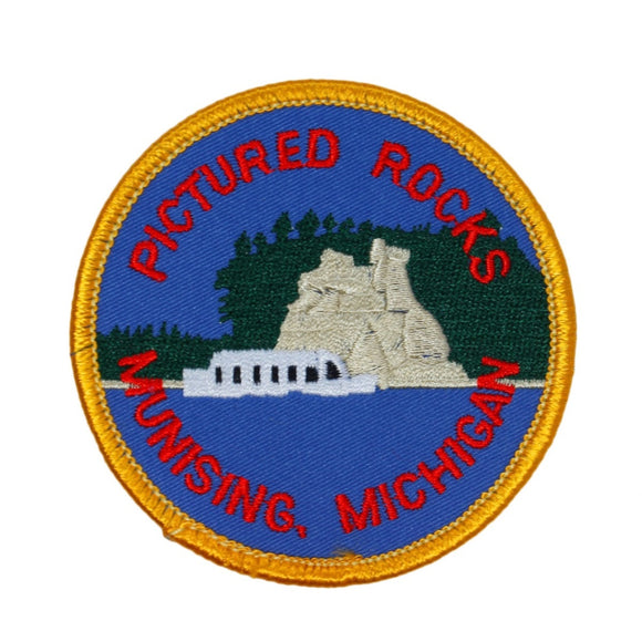 Pictured Rocks Munising Michigan Patch Travel Badge Embroidered Iron On Applique
