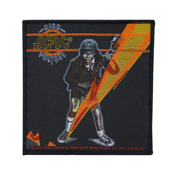 AC/DC ACDC High Voltage Lightning Bolt Patch Angus Young Band Sew On Applique