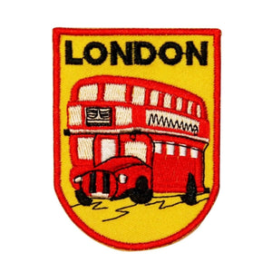 London Double Decker Bus Patch British Travel Badge Embroidered Iron On Applique