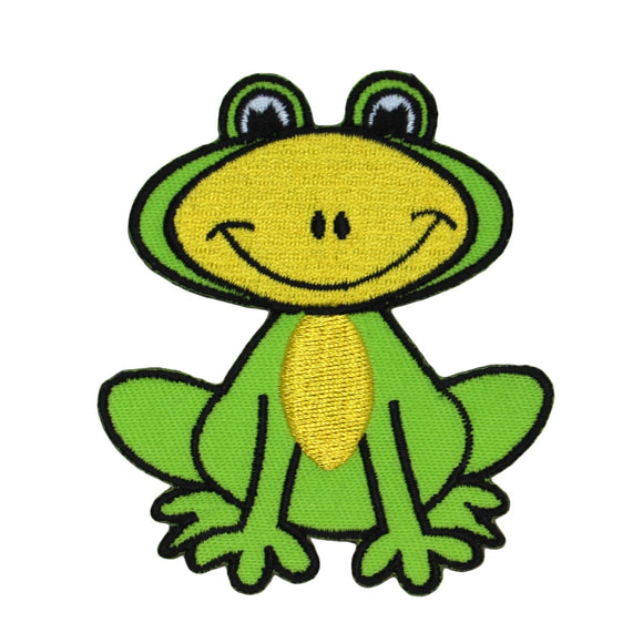Happy Frog Patch Smiling Amphibian Animal Cartoon Embroidered Iron On Applique