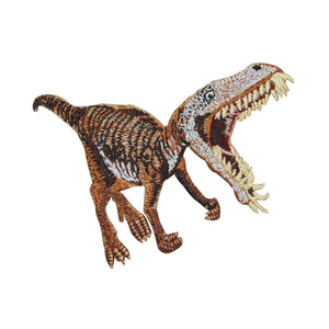 Velociraptor Dinosaur Patch Jurassic Carnivore Bite Embroidered Iron On Applique