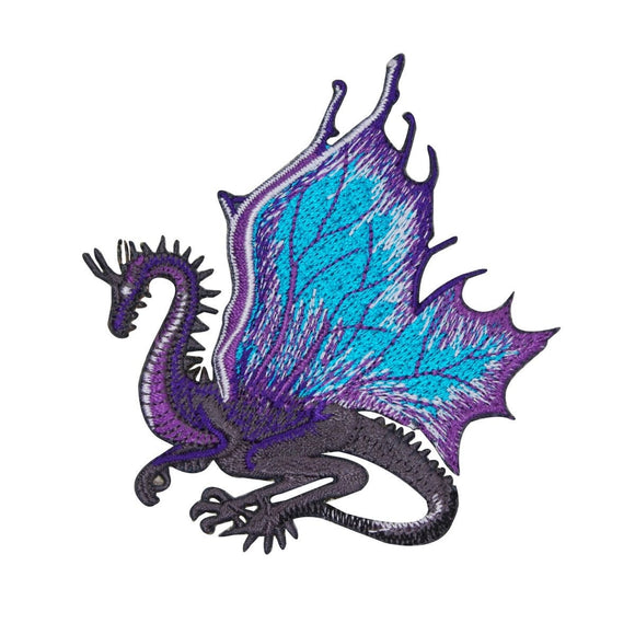 Purple Dragon Patch Legendary Fantasy Serpent Wings Embroidered Iron On Applique