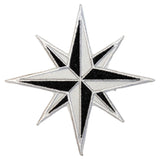 Black and White Eight 8-Point Compass Rose Nautical Star Iron On Applique Patch