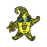 Happy Starfish Lady Patch Beach Sea Star Girl Smile Embroidered Iron On Applique