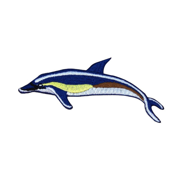 Blue Dolphin Swimming Patch Marine Aquatic Animal Embroidered Iron On Applique