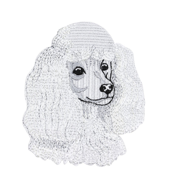 White Poodle Face Patch Fancy Cute Show Dog Pet Embroidered Iron On Applique