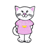 White Cat In Princess Shirt Patch Cute Kitty Girl Embroidered Iron On Applique