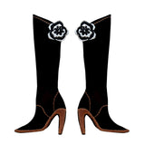 ID 9202AB Set of 2 Vinyl Knee-High Boot Pair Patches Fashion Iron-On Appliques