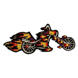 Flaming Motorcycle Patch Death Chopper Biker Fire Embroidered Iron On Applique