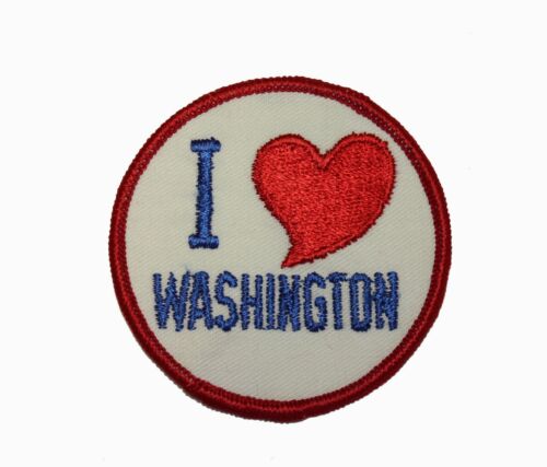 FB062D I Love Heart Washington Embroidered Applique Travel Souvenir Patch FD
